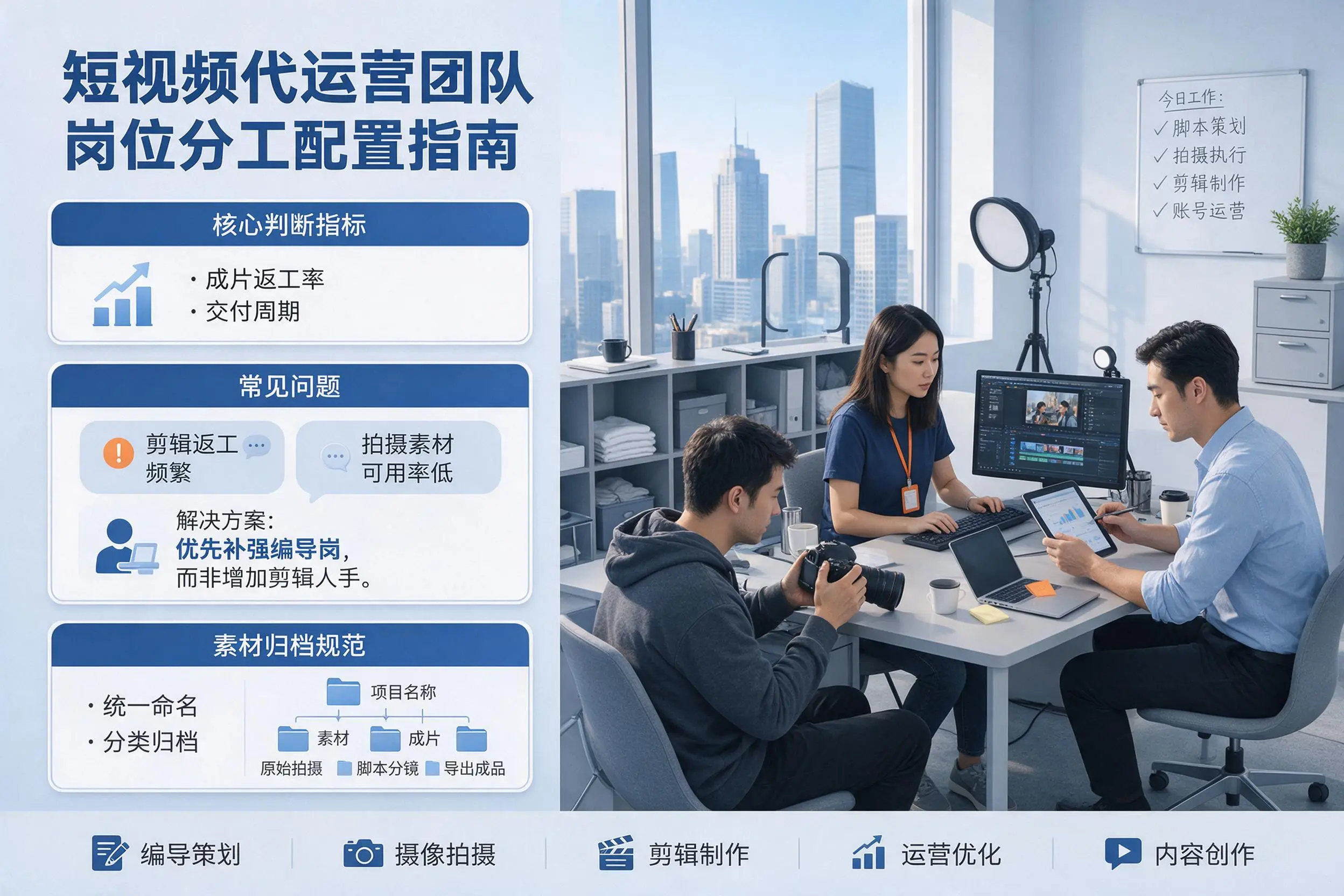 短视频代运营团队如何配置？白山企业岗位分工科普说明
