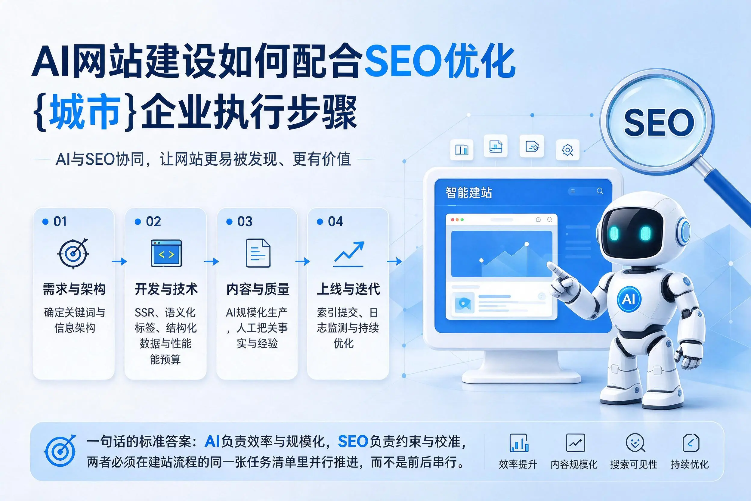 AI网站建设如何配合SEO优化，白山企业执行步骤