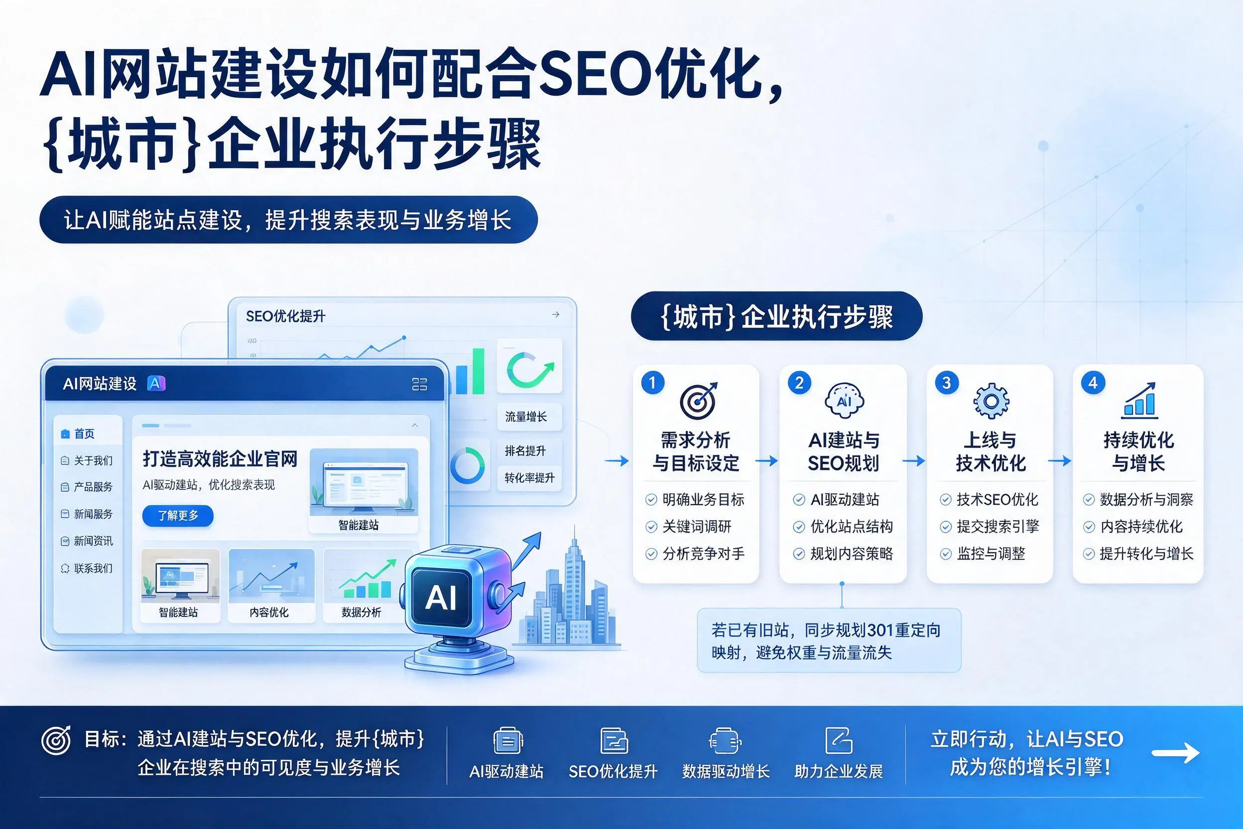 AI网站建设如何配合SEO优化，白山企业执行步骤