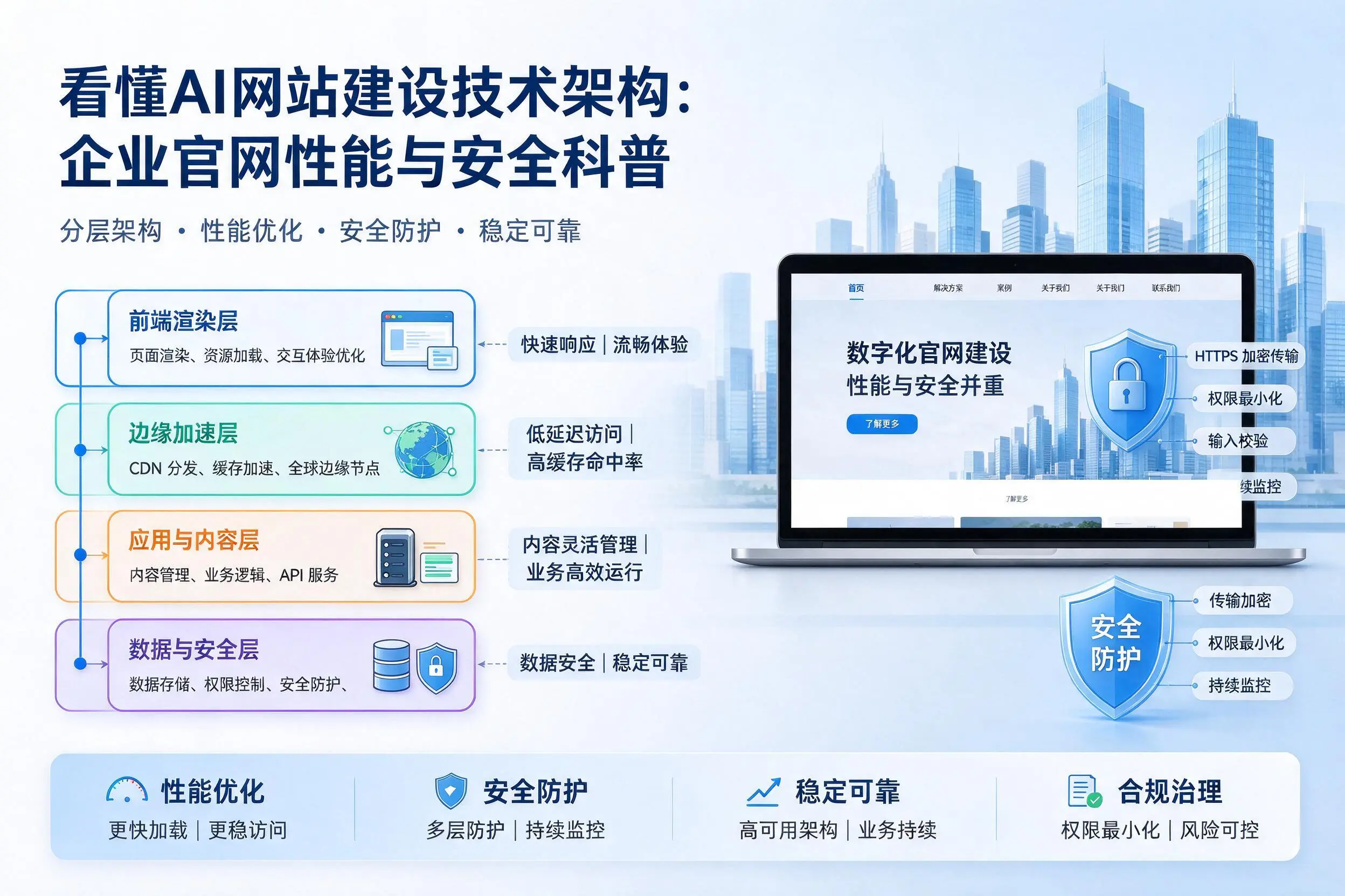 看懂AI网站建设技术架构：白山企业官网性能与安全科普