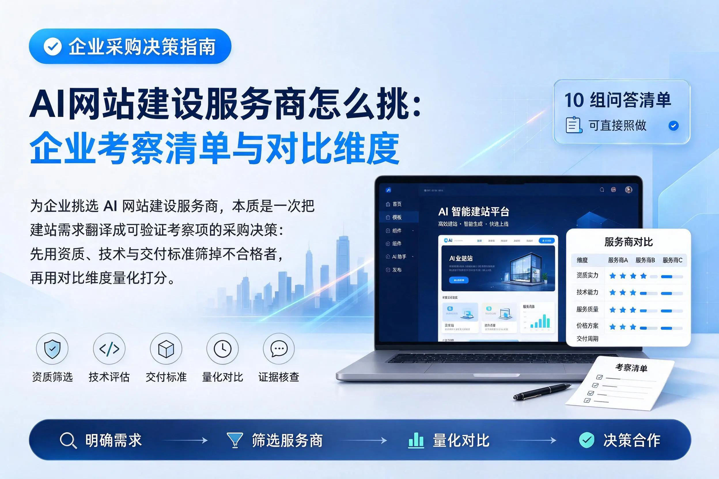 AI网站建设服务商怎么挑:白山企业考察清单与对比维度