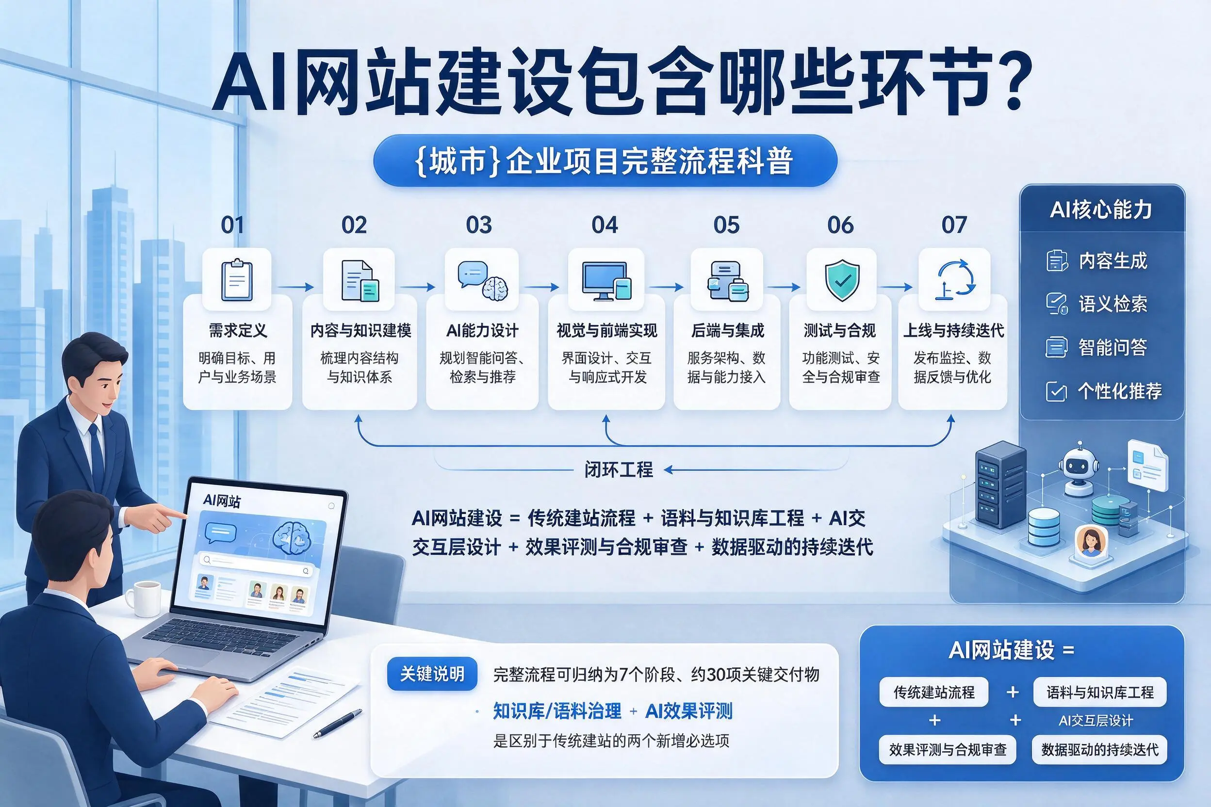 AI网站建设包含哪些环节？白山企业项目完整流程科普