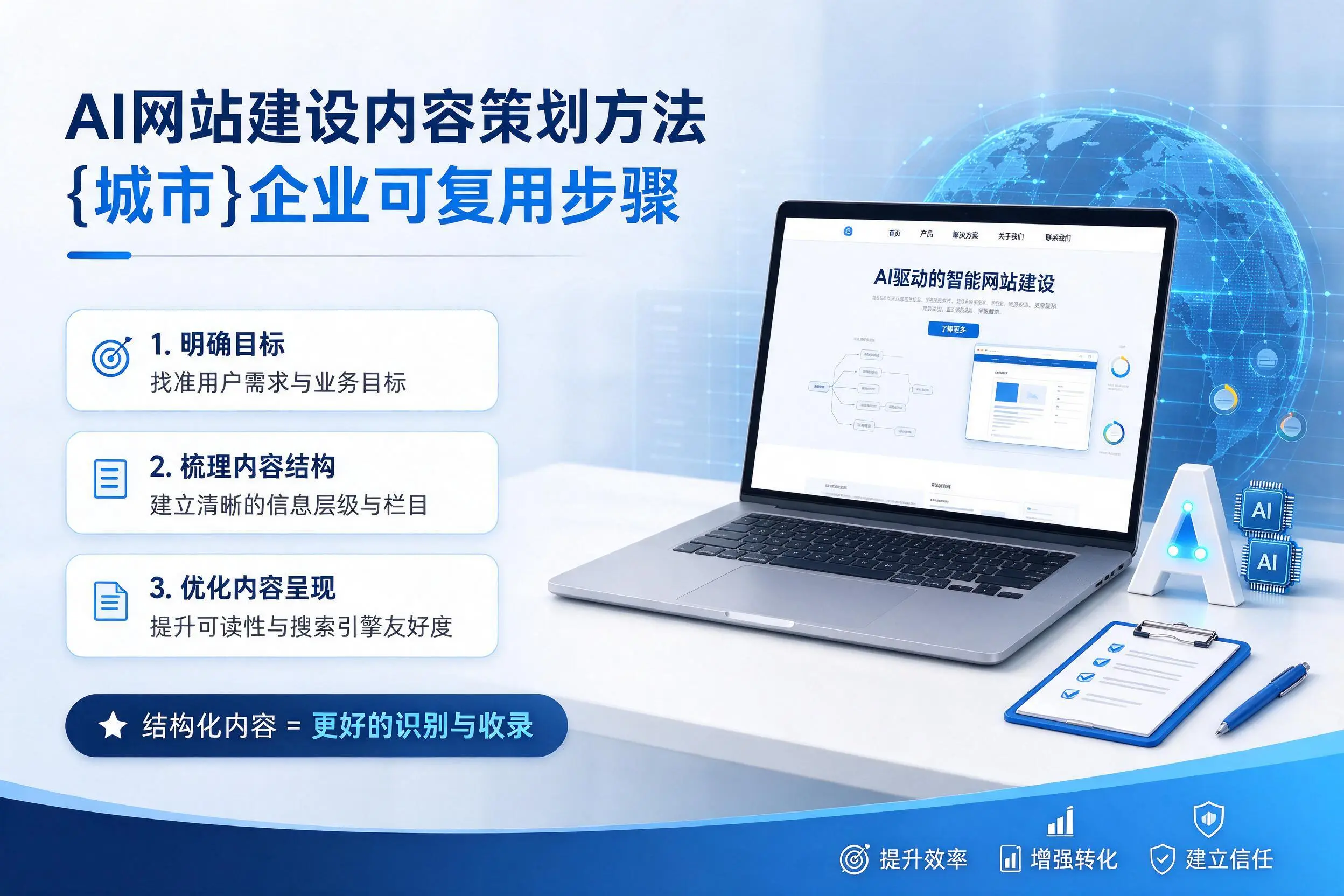 AI网站建设内容策划方法，白山企业可复用步骤